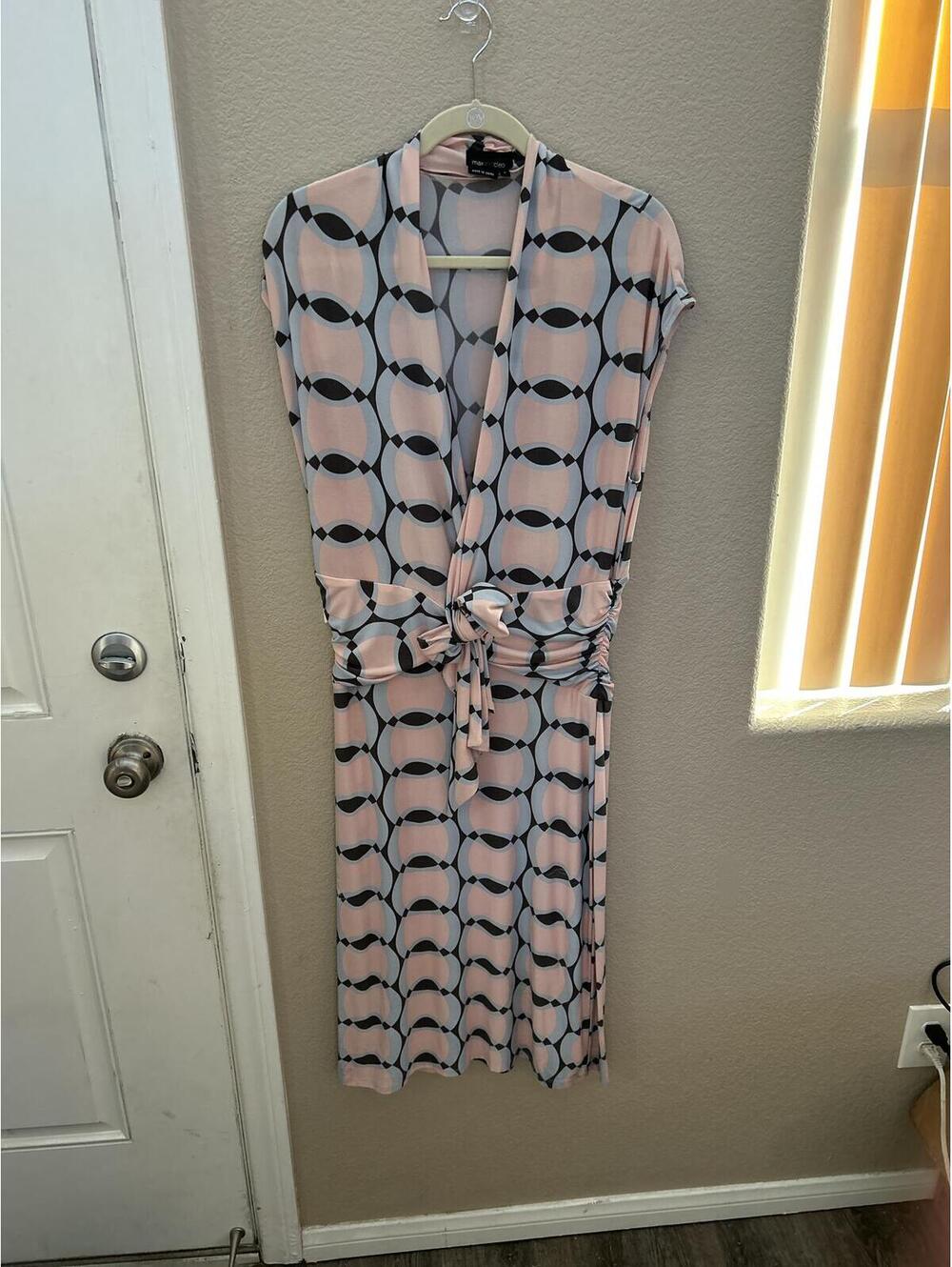 Max and Cleo Pink and Black Geometric Pattern Dress Size L